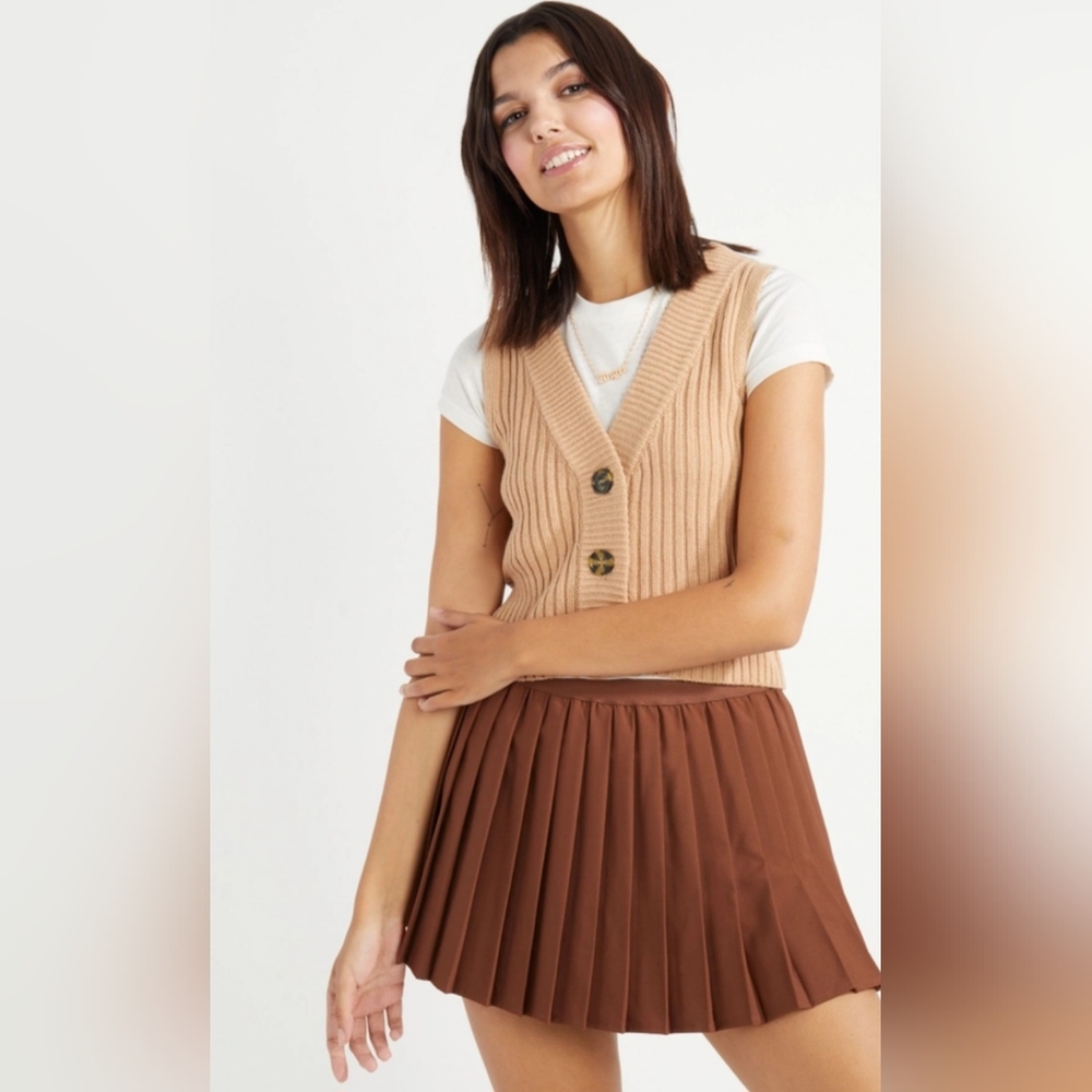 Taupe Button Down Sweater Vest